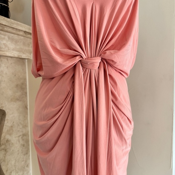 MISA Apricot Pink Domino Dress Draped Front Knee Length Women Party Cocktail NEW - Picture 6 of 16